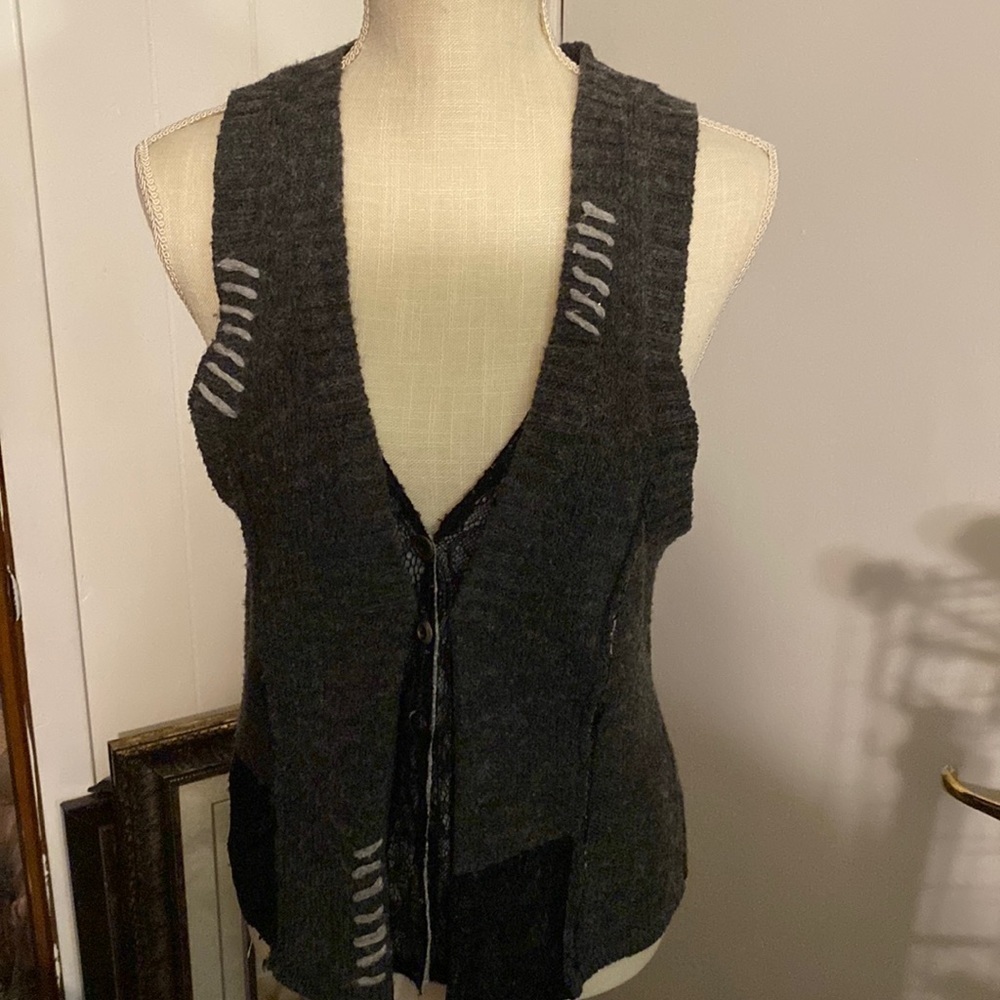 BKE Patchwork Sweater Vest Size M